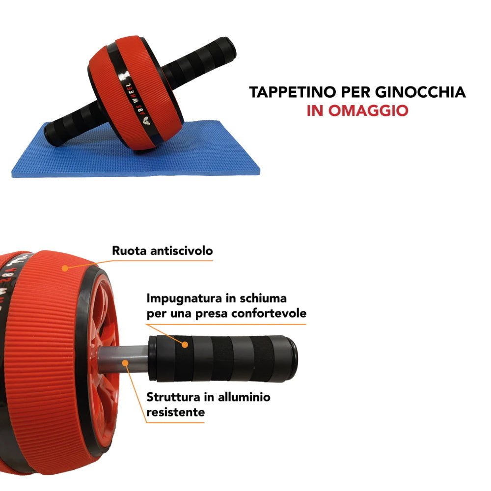 [KIT COMPLETO] Ruota Addominali + Corda da salto + Tappetino Fitness + Kit Fasce Elastiche - GYMMI