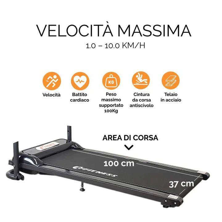 [KIT COMPLETO] Tapis Roulant Elettrico Pieghevole 10 KM/H + Wondercore Smart + Coppia di manubri da 1 - 2 - 3 kg - GYMMI