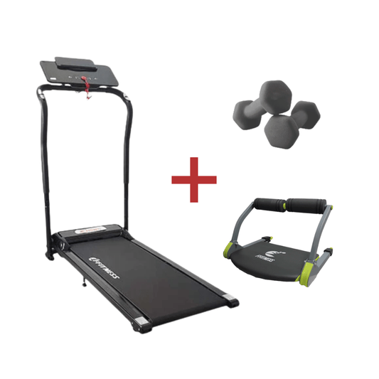 [KIT COMPLETO] Tapis Roulant Elettrico Pieghevole 10 KM/H + Wondercore Smart + Coppia di manubri da 1 - 2 - 3 kg - GYMMI