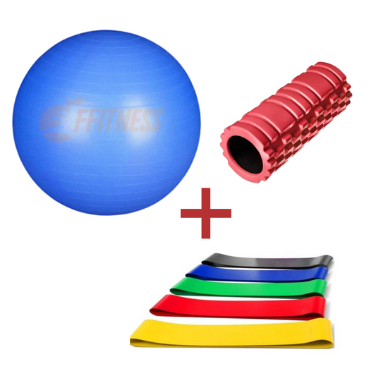 [KIT COMPLETO] Foam Roller+ Palla Svizzera +  Fasce Elastiche