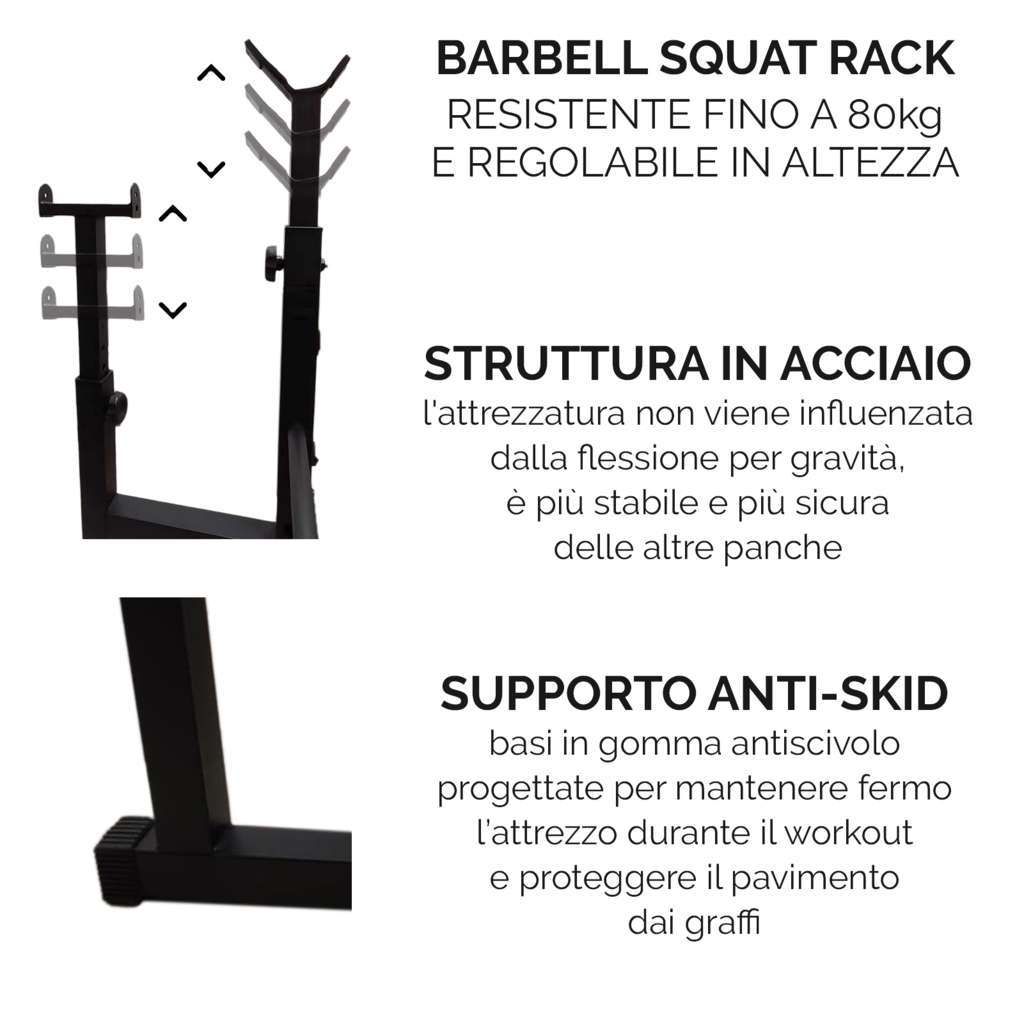 Multi-Function Bench with Barbell Squat Rack - GYMMI