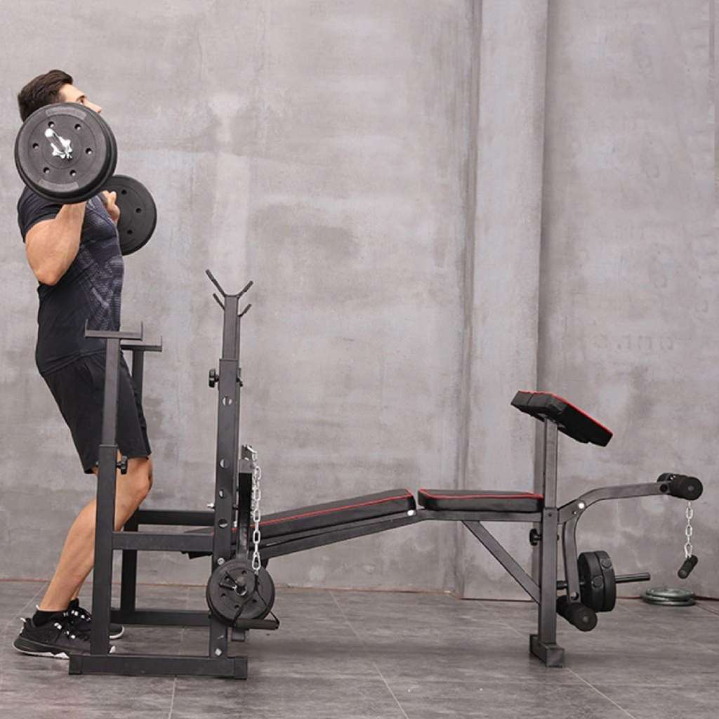 Multi-Function Bench with Barbell Squat Rack - GYMMI