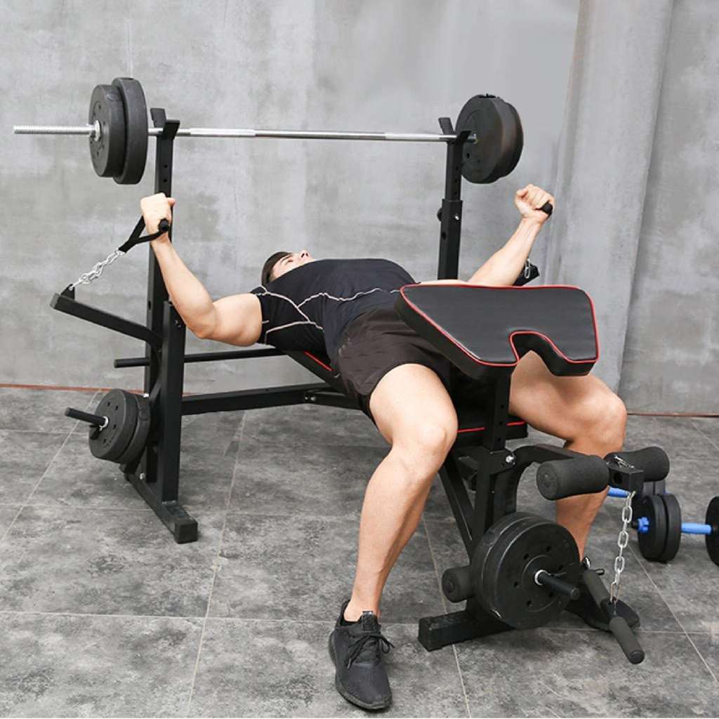 Multi-Function Bench with Barbell Squat Rack - GYMMI