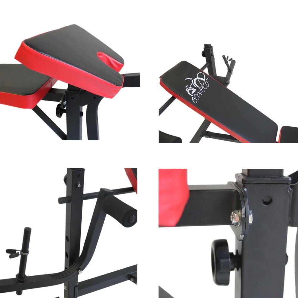 Multi-Function Weight Bench with Dip Station & 180cm Barbell - GYMMI
