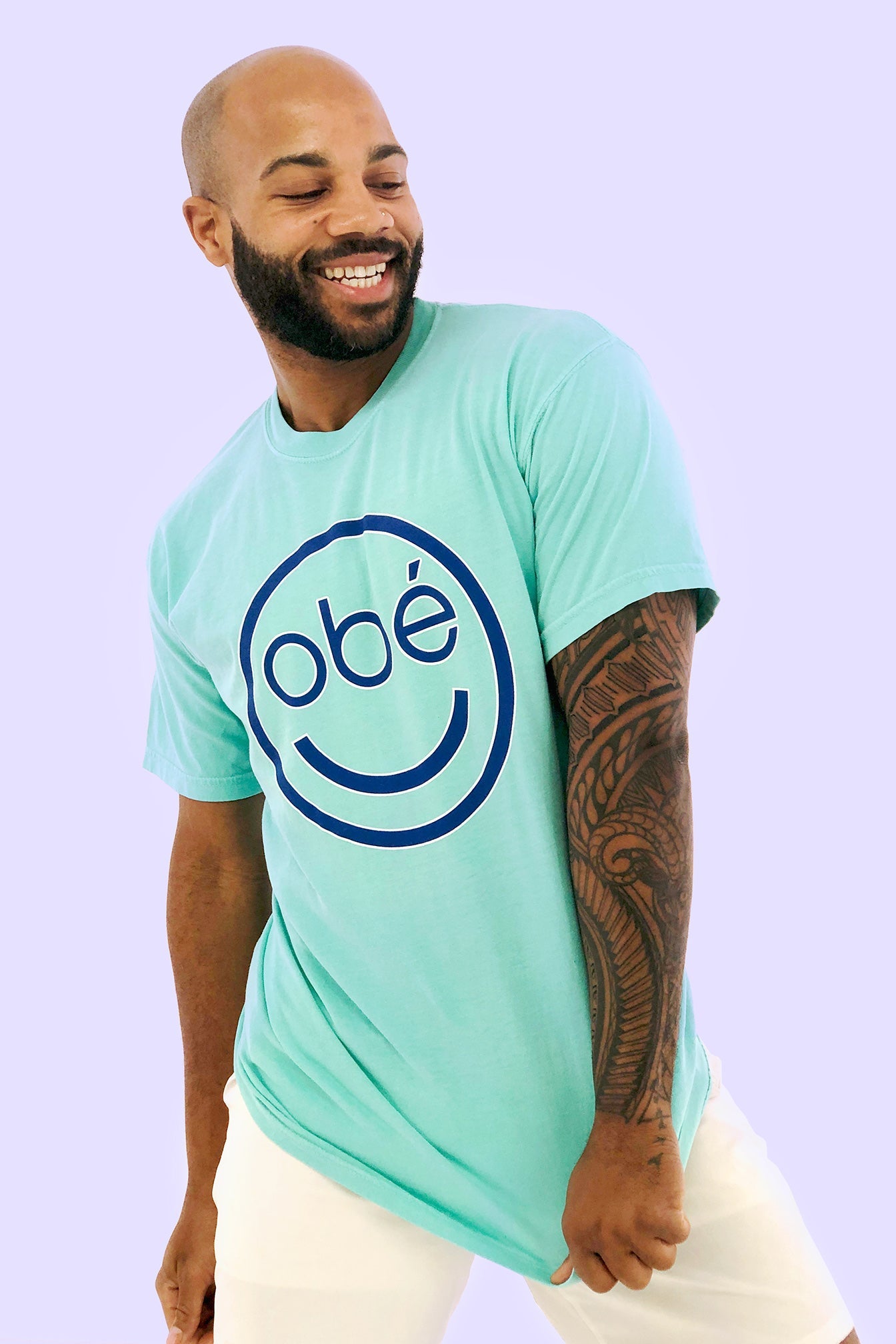 obé smiley tee, blue