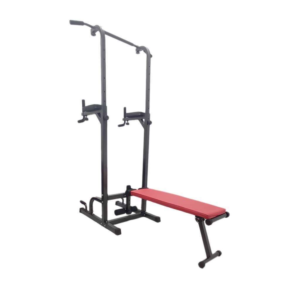 Power Tower with Chin Up, Dip Station & Foldable Bench - GYMMI