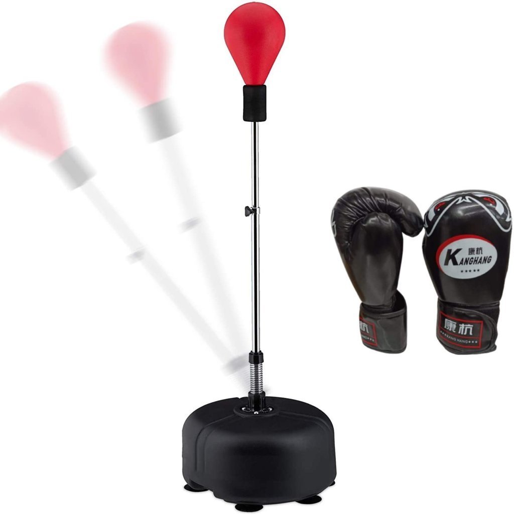 Punching Ball - Sacco boxe con guantoni neri per adulti - GYMMI