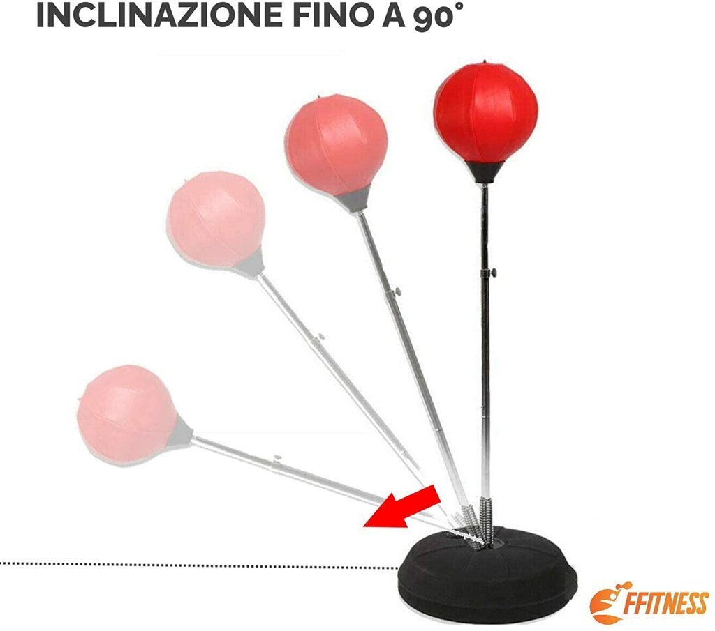 Punching Ball - Sacco boxe con guantoni rossi per adulti - GYMMI