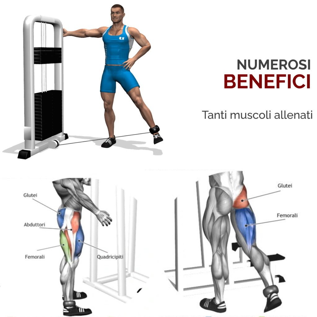 Set da 2 Cavigliere per Cavi Palestra - Ankle Strap - GYMMI