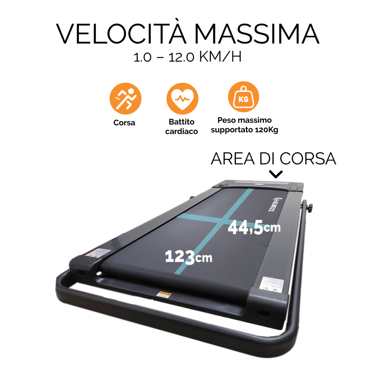 Tapis Roulant Elettrico Multifunzione 12 km/h - GYMMI