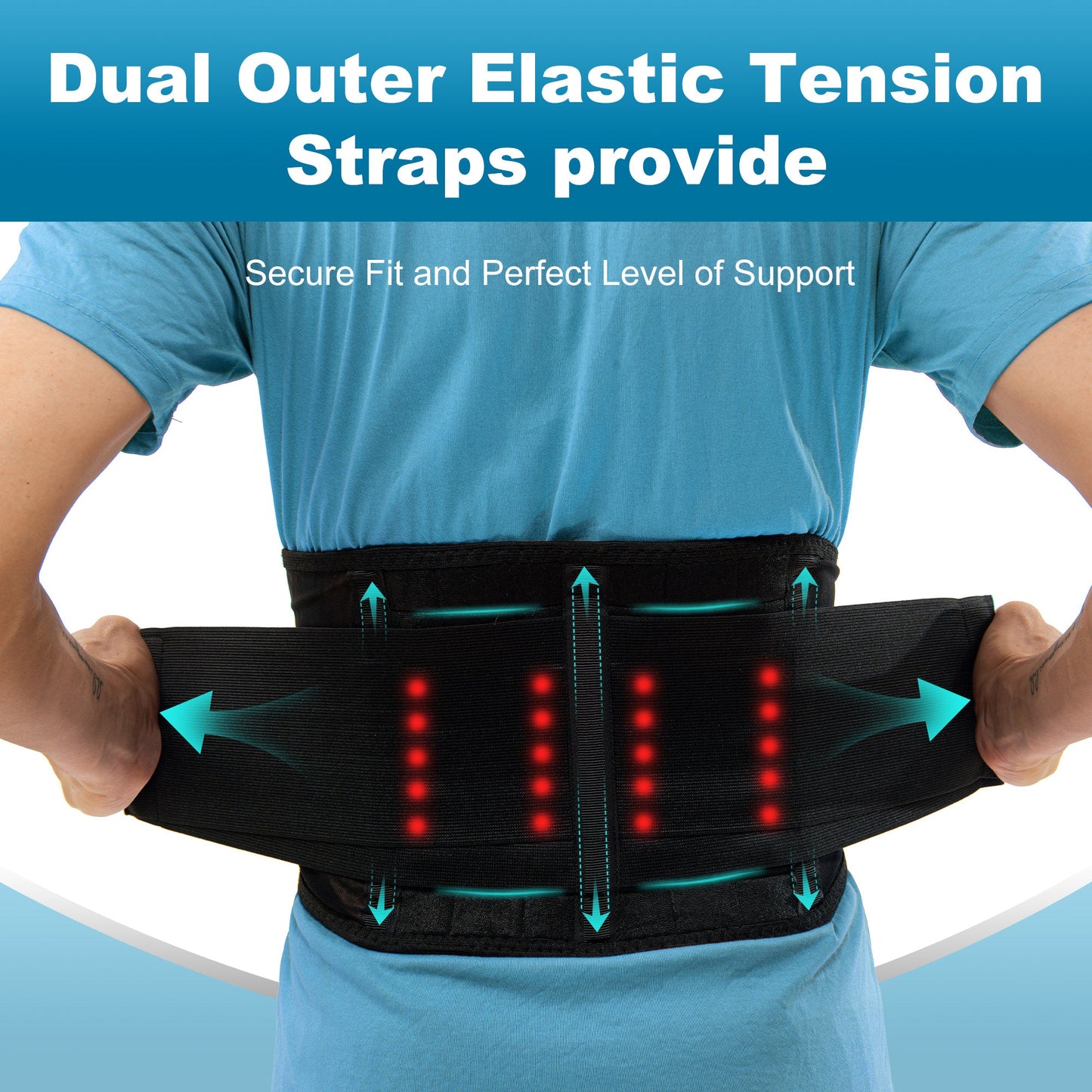 Aofit Back Brace with 20 Massage Magnets, Breathable Band for Back Pain Relief